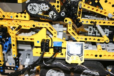 Closeup of the motor in crane, plus the RPM gauge
