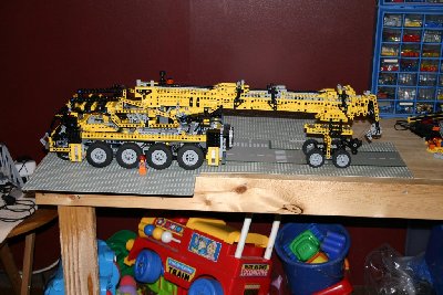 Crane ready to go.  Side profile.